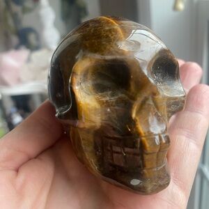 Tiger Eye Crystal Skull Sculpture